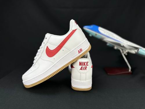 Cheap Nike Air Force 1 White Red Shoes Men and Women-1 - Click Image to Close